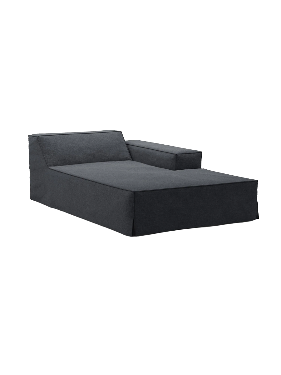 
Chaiselongue modulable « Jodie » avec revêtement déhoussable - Gris-bleu / Accoudoir droit