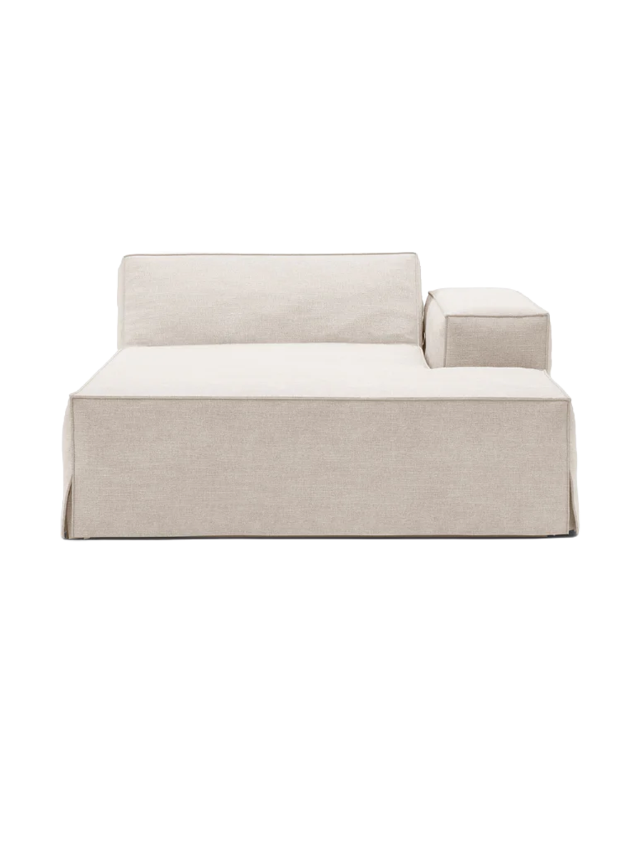 
Chaiselongue modulable « Jodie » avec revêtement déhoussable - Beige / Accoudoir droit