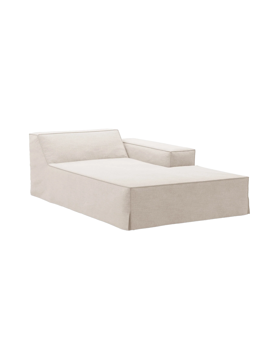 
Chaiselongue modulable « Jodie » avec revêtement déhoussable - Beige / Accoudoir droit
