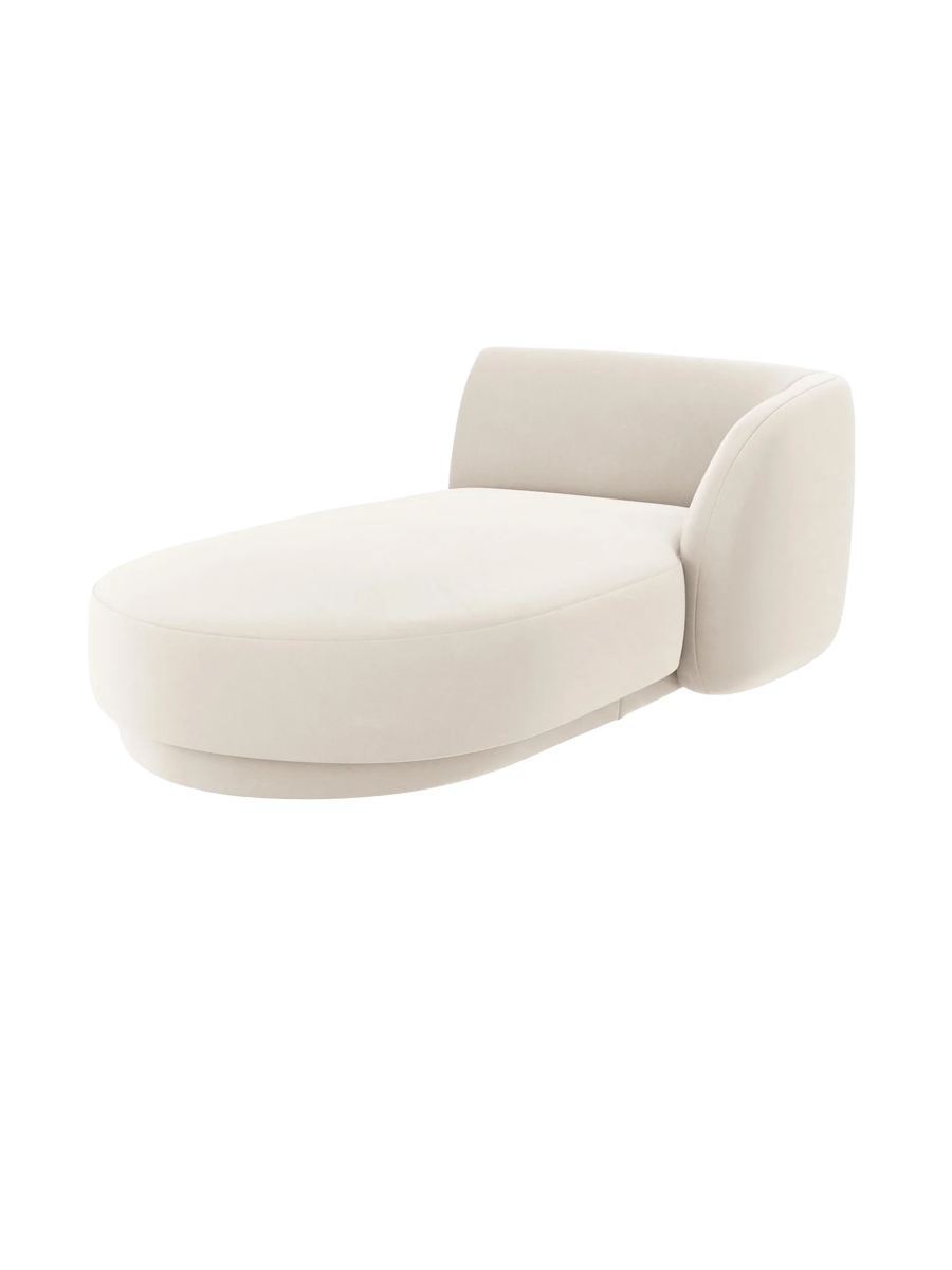 
Chaiselongue modulaire « Miley » - Velours beige clair / Accoudoir droit