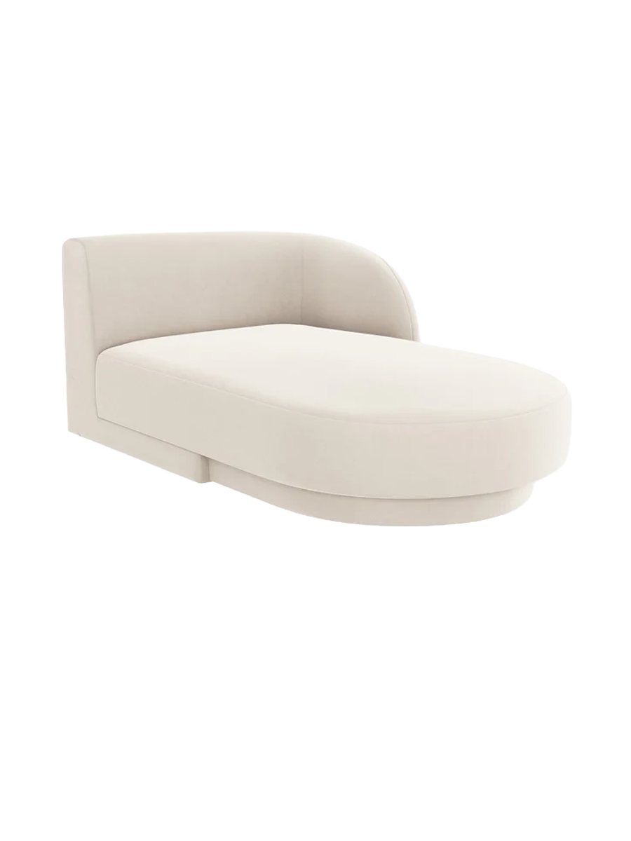 
Chaiselongue modulaire « Miley » - Velours beige clair / Accoudoir droit
