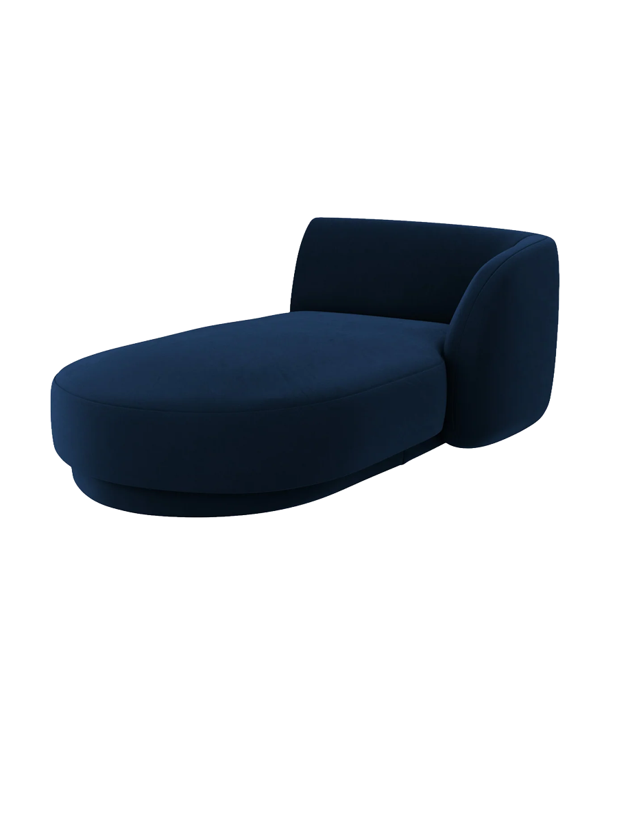 
Chaiselongue modulaire « Miley » - Velours bleu roi / Accoudoir droit