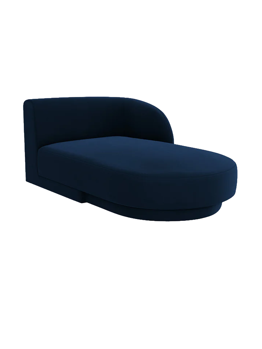 
Chaiselongue modulaire « Miley » - Velours bleu roi / Accoudoir droit