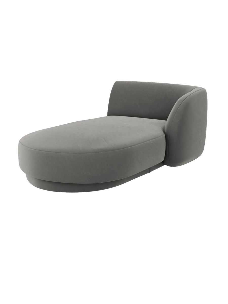 
Chaiselongue modulaire « Miley » - Velours gris clair / Accoudoir droit
