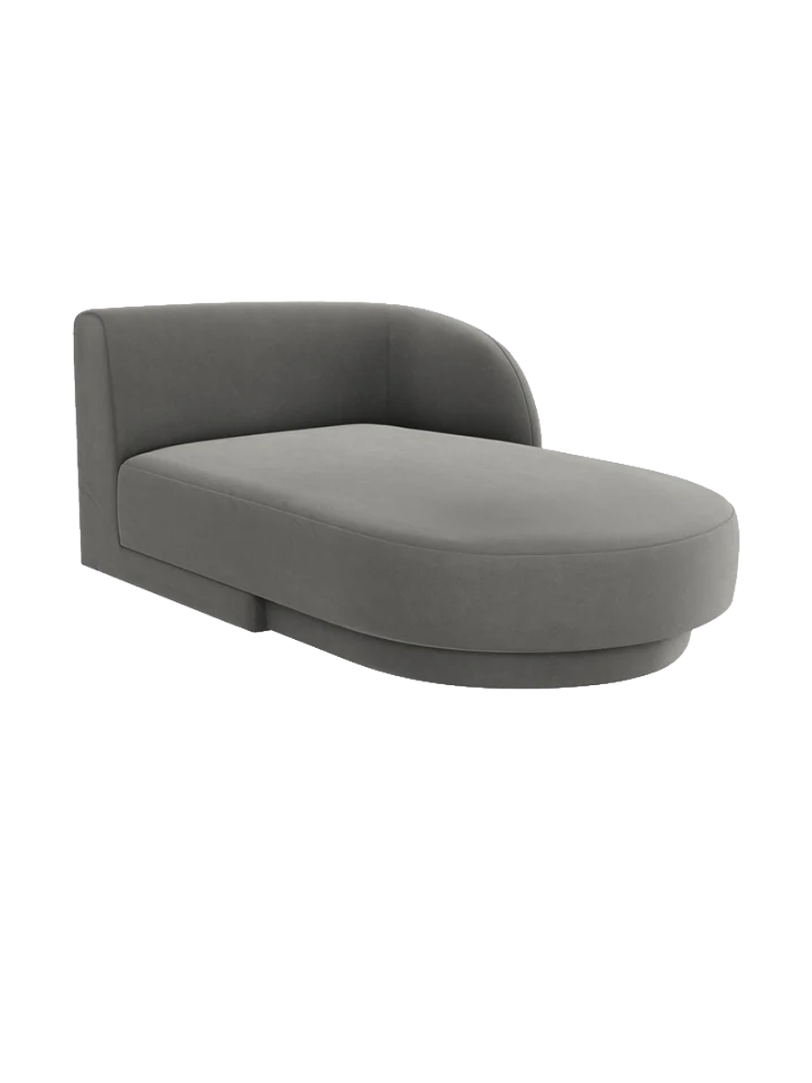 
Chaiselongue modulaire « Miley » - Velours gris clair / Accoudoir droit