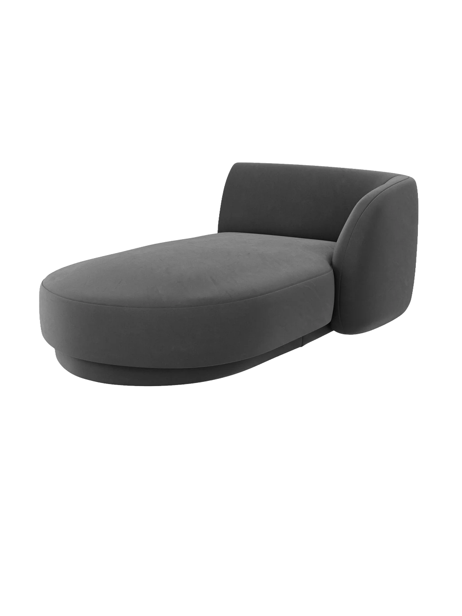 
Chaiselongue modulaire « Miley » - Velours Gris / Accoudoir droit