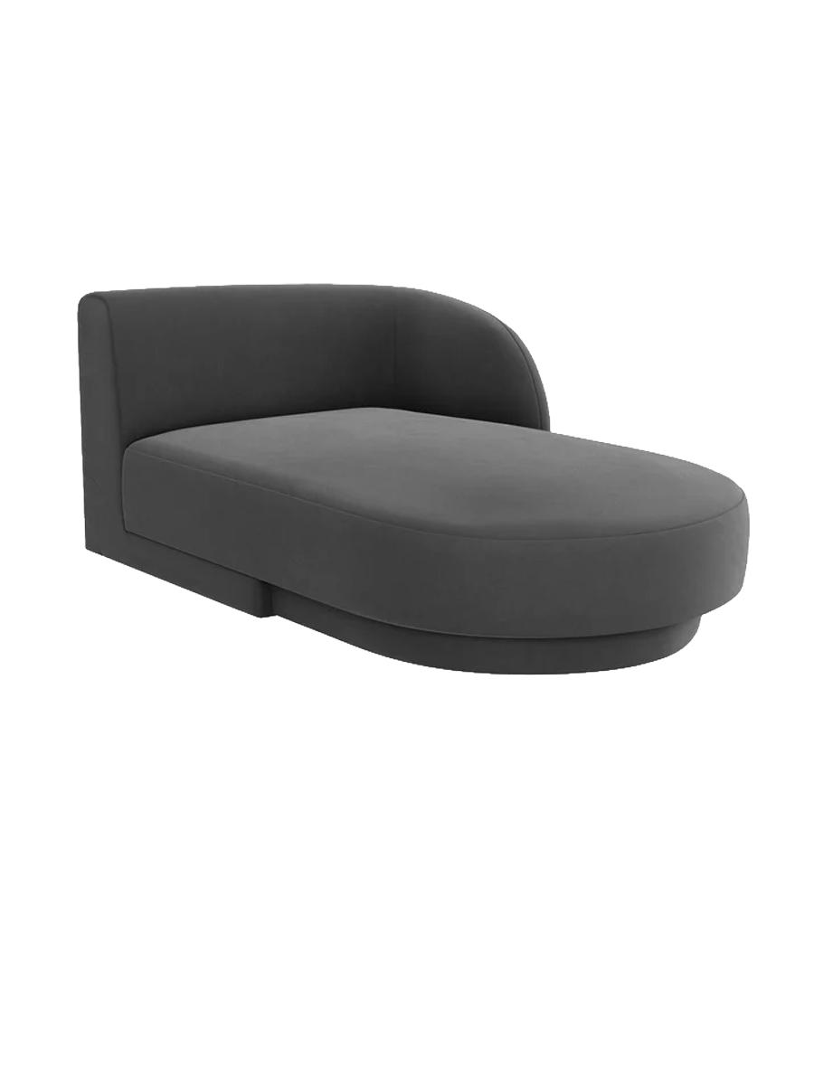 
Chaiselongue modulaire « Miley » - Velours Gris / Accoudoir droit