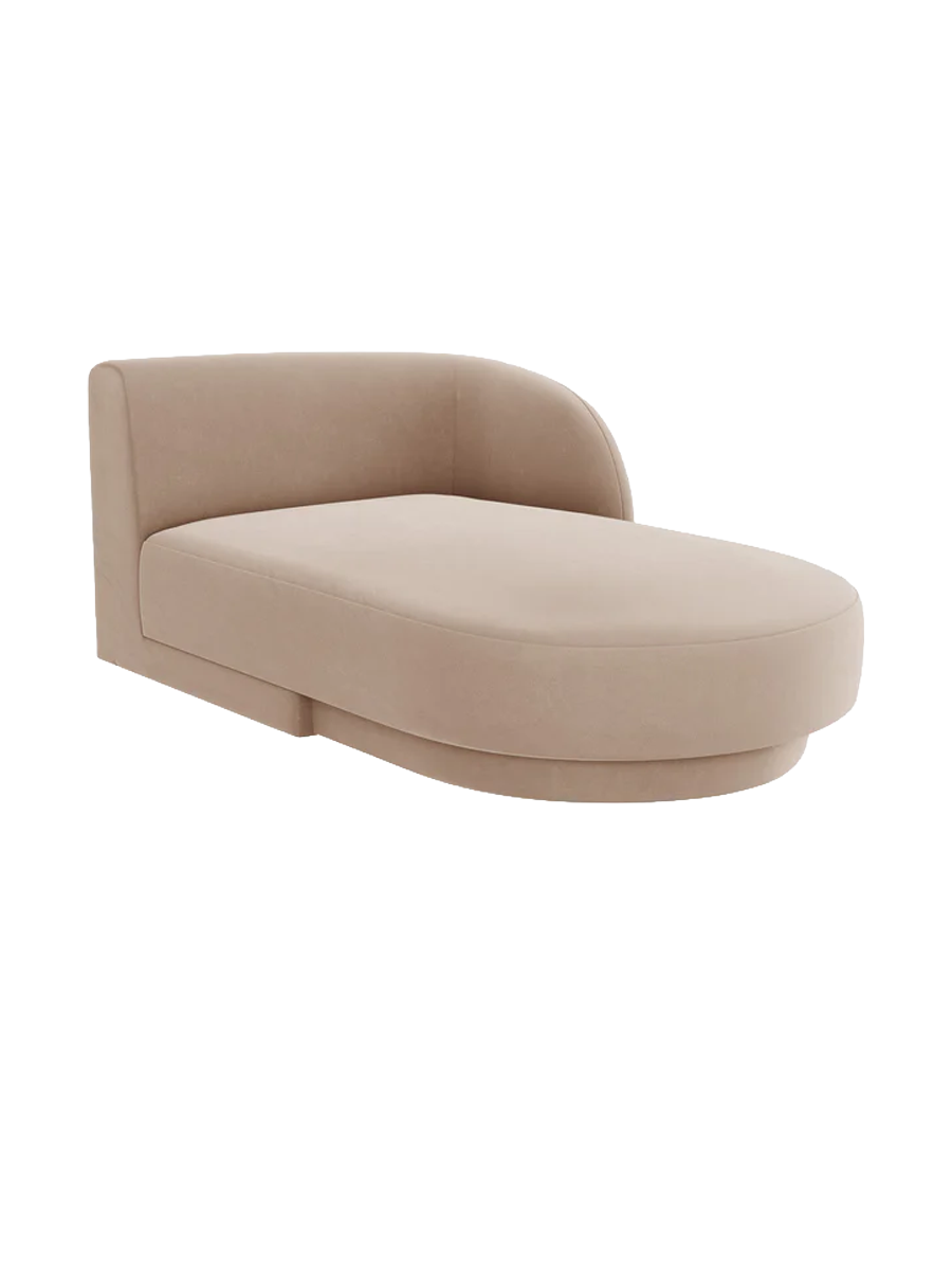
Chaiselongue modulaire « Miley » - Cappuccino velouté / Accoudoir droit