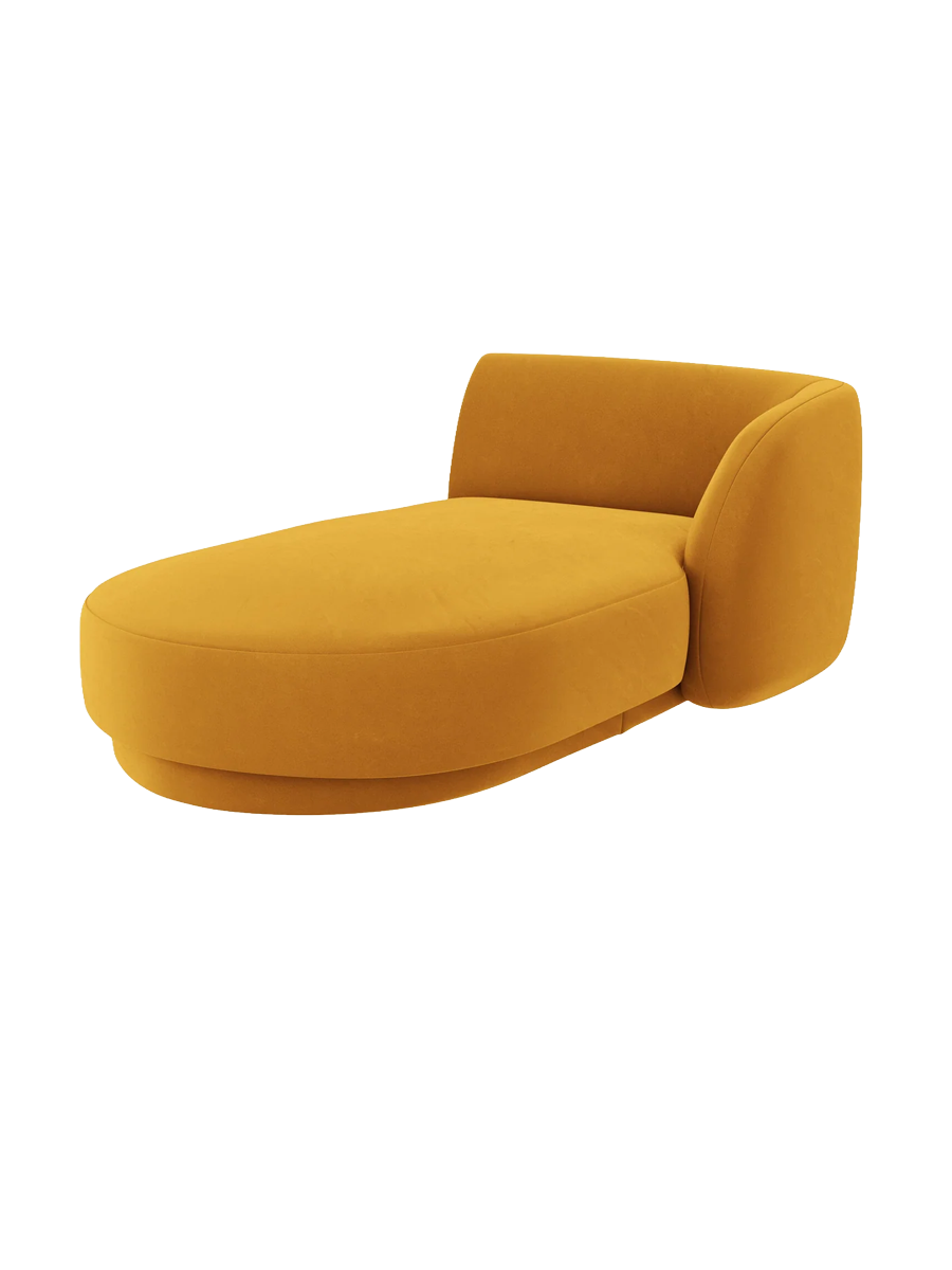 
Chaiselongue modulaire « Miley » - Velours moutarde / Accoudoir droit