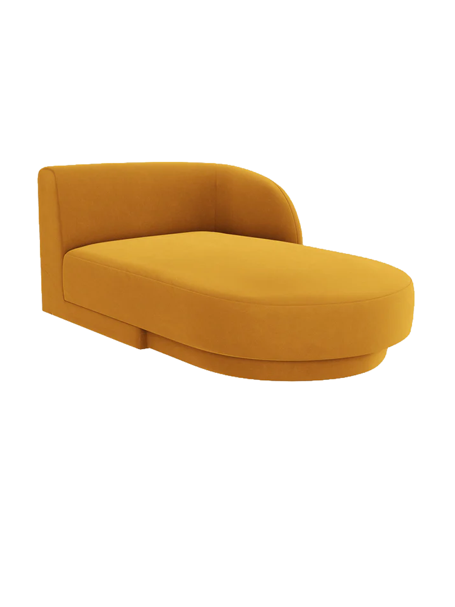 
Chaiselongue modulaire « Miley » - Velours moutarde / Accoudoir droit