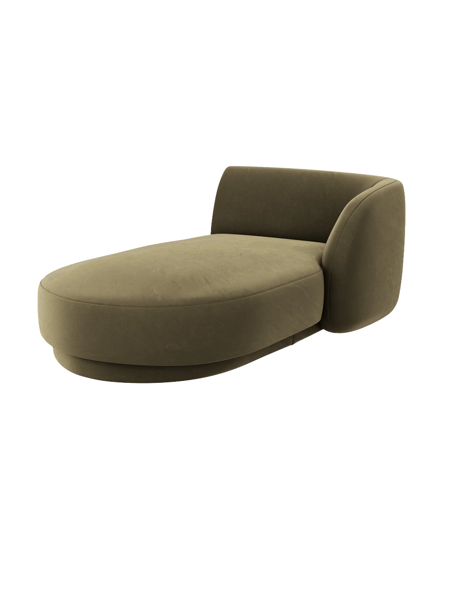
Chaiselongue modulaire « Miley » - Velours vert / Accoudoir droit