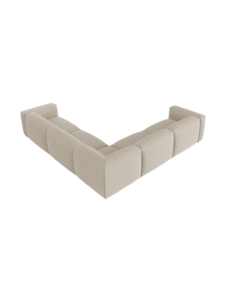 
Modular, 6-seater design corner sofa "Martina" - Structured Fabric Light Beige / Seat depth 76 cm