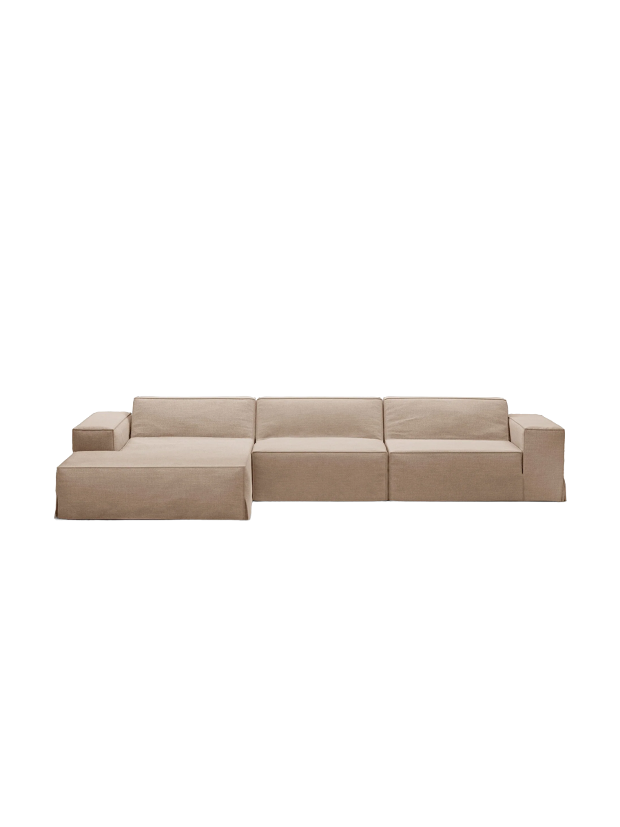 
4-Sitzer Design Sofa „Jodie“ mit abnehmbaren Bezug - Sand / Eckteil links