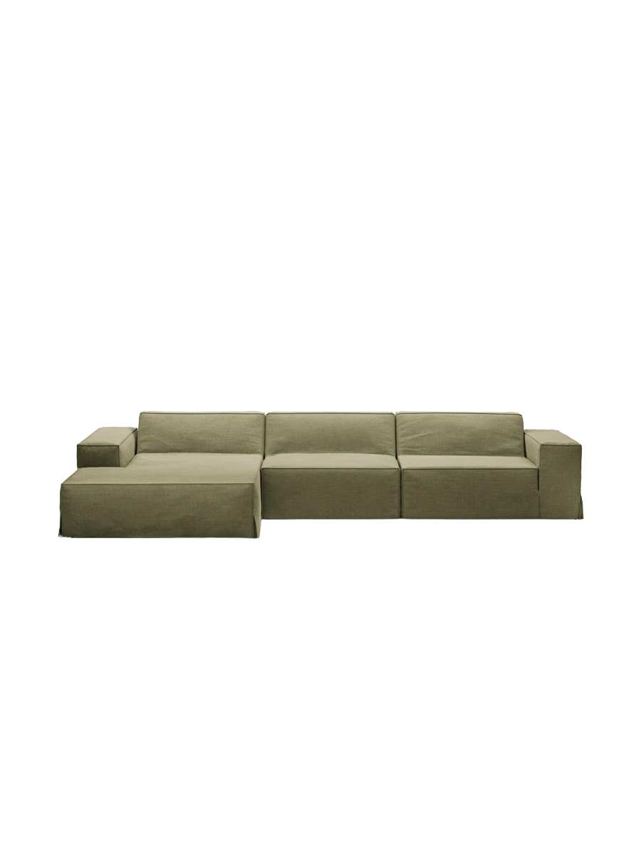 
4-Sitzer Design Sofa „Jodie“ mit abnehmbaren Bezug - Hellgrün / Eckteil links