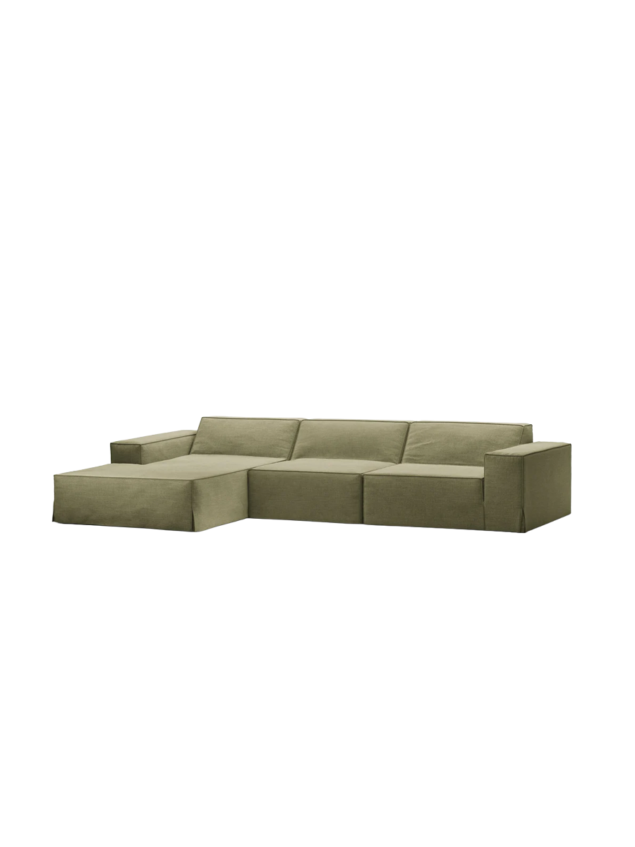 
4-Sitzer Design Sofa „Jodie“ mit abnehmbaren Bezug - Hellgrün / Eckteil links