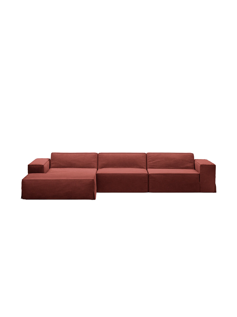 
4-Sitzer Design Sofa „Jodie“ mit abnehmbaren Bezug - Kirschrot / Eckteil links