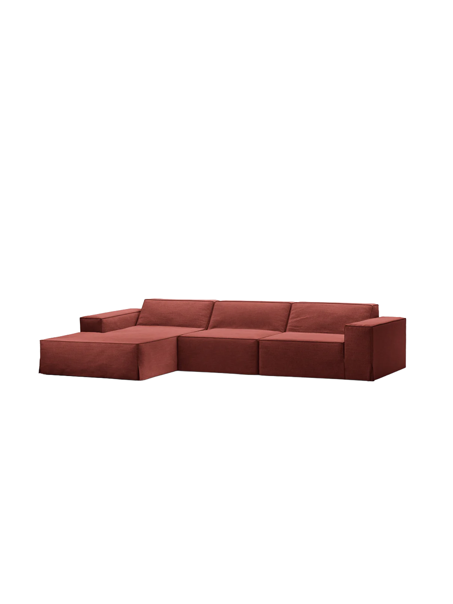 
4-Sitzer Design Sofa „Jodie“ mit abnehmbaren Bezug - Kirschrot / Eckteil links