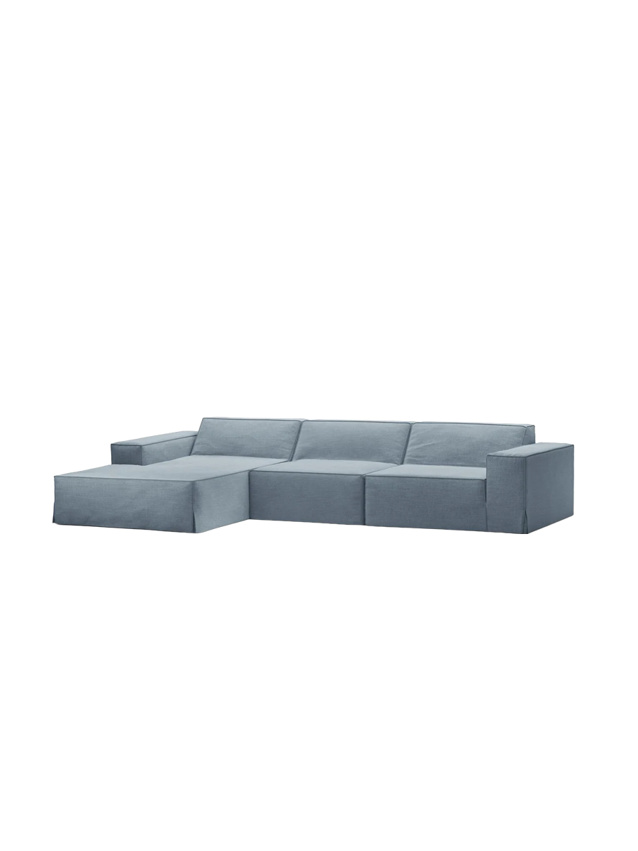 
4-Sitzer Design Sofa „Jodie“ mit abnehmbaren Bezug - Hellblau / Eckteil links