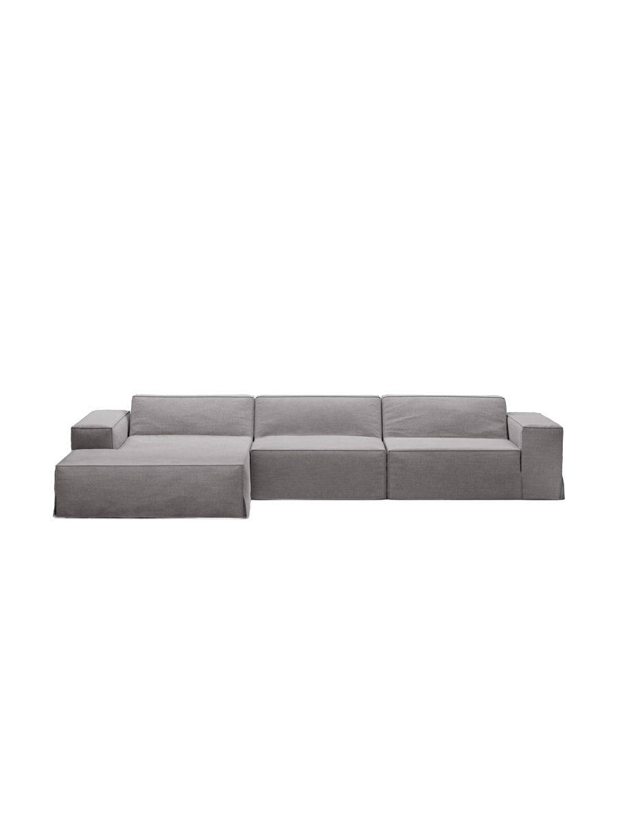 
4-Sitzer Design Sofa „Jodie“ mit abnehmbaren Bezug - Grau / Eckteil links