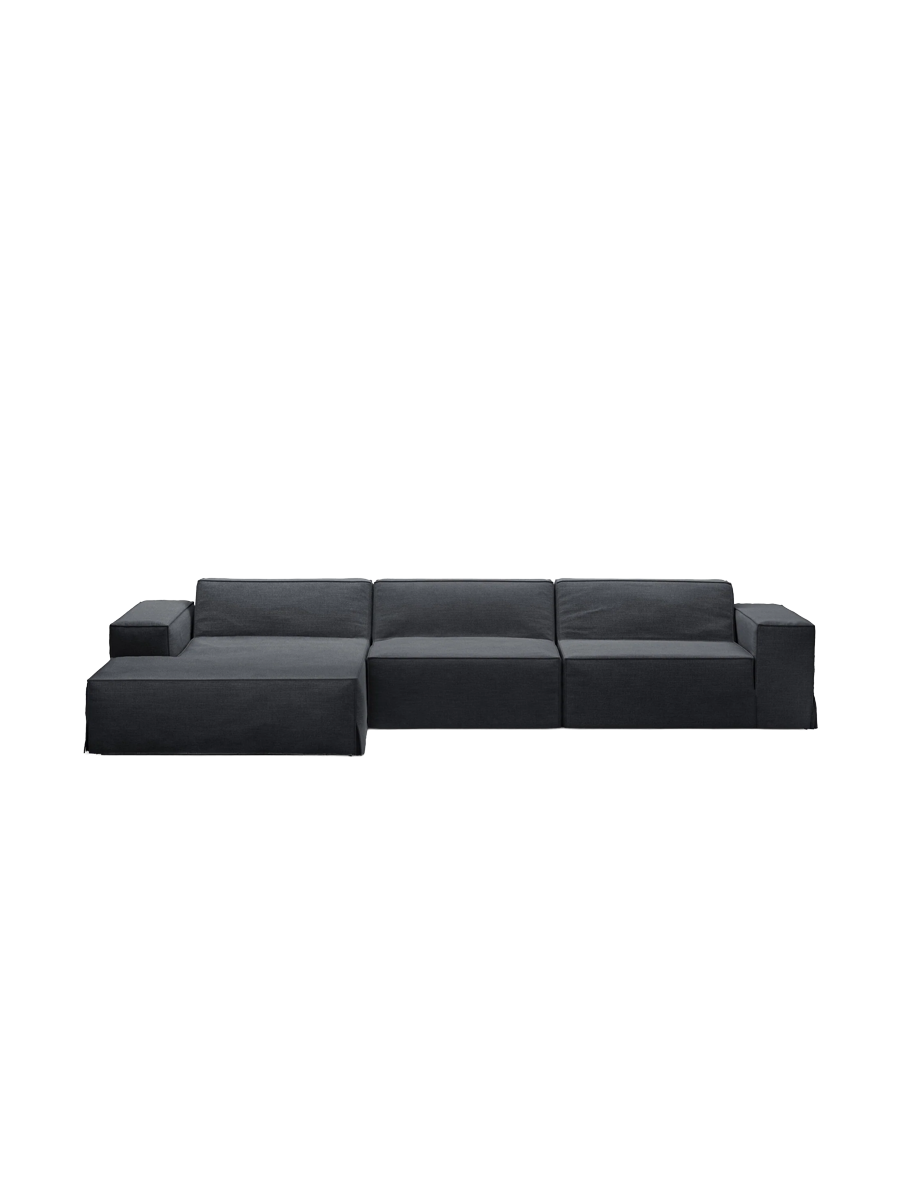 
4-Sitzer Design Sofa „Jodie“ mit abnehmbaren Bezug - Graublau / Eckteil links