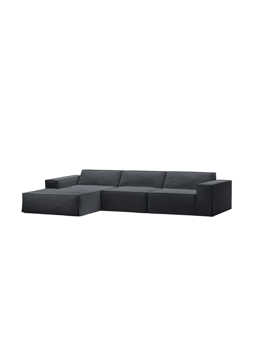 
4-Sitzer Design Sofa „Jodie“ mit abnehmbaren Bezug - Graublau / Eckteil links