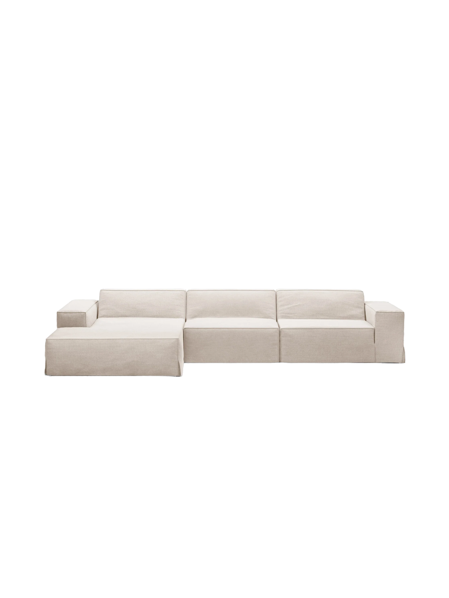 
4-Sitzer Design Sofa „Jodie“ mit abnehmbaren Bezug - Beige / Eckteil links