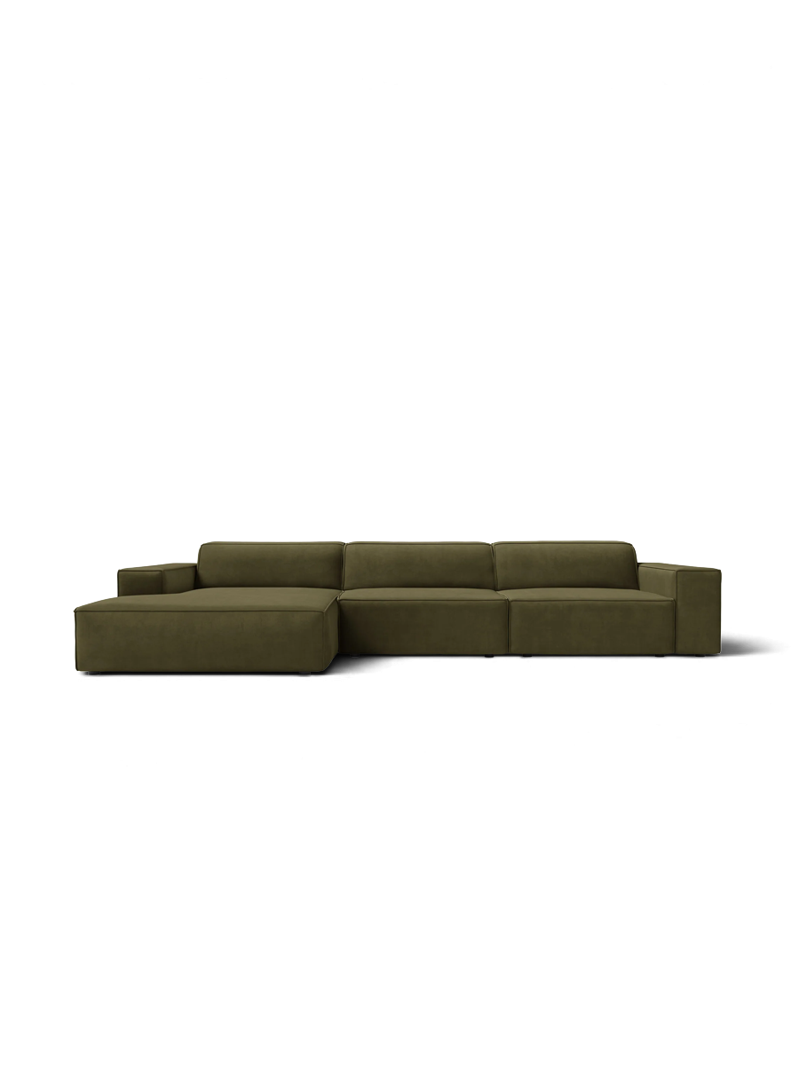 
Canapé d'angle design 4 places « Jodie » - Revêtement velours beige doux / Élément d'angle gauche