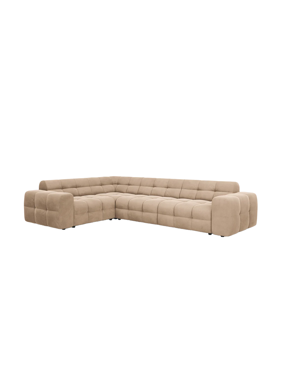 
Design Ecksofa „Kendal“ (6-Sitzer) - Samt Marineblau / Eckteil links