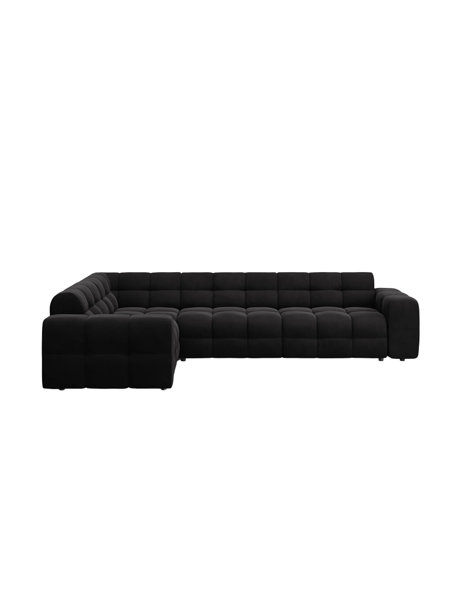 
Design Ecksofa „Kendal“ (6-Sitzer) - Samt Schwarz / Eckteil links