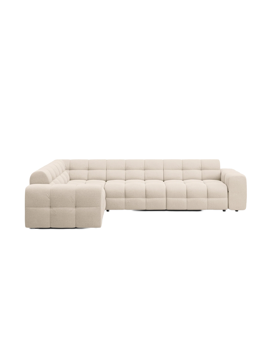 
Design Ecksofa „Kendal“ (6-Sitzer) - Strukturstoff Beige hell / Eckteil links