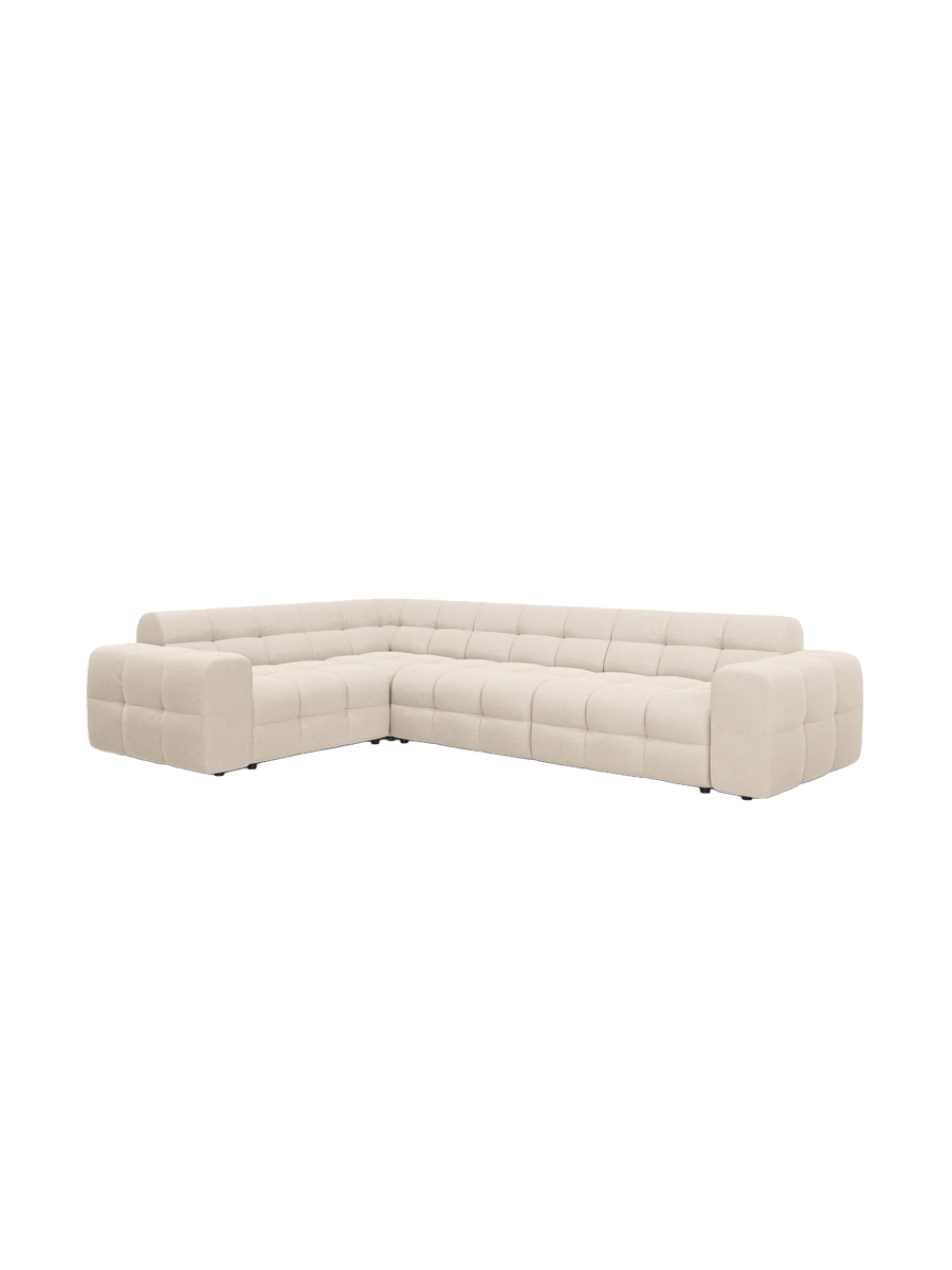 
Design Ecksofa „Kendal“ (6-Sitzer) - Strukturstoff Beige hell / Eckteil links