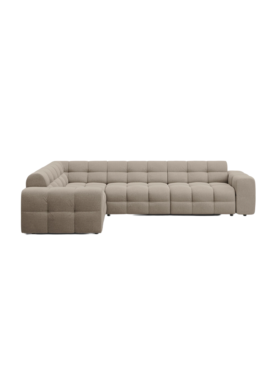 
Design Ecksofa „Kendal“ (6-Sitzer) - Strukturstoff Beige dunkel / Eckteil links