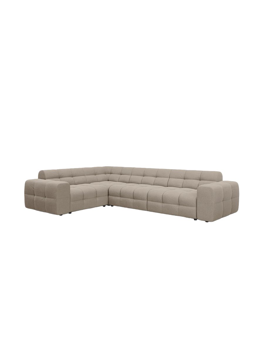
Design Ecksofa „Kendal“ (6-Sitzer) - Strukturstoff Beige dunkel / Eckteil links