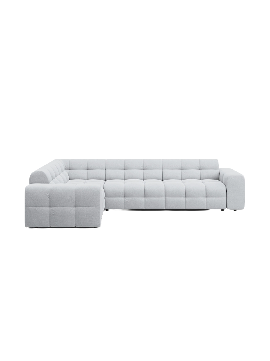 
Design Ecksofa „Kendal“ (6-Sitzer) - Strukturstoff Hellgrau / Eckteil links