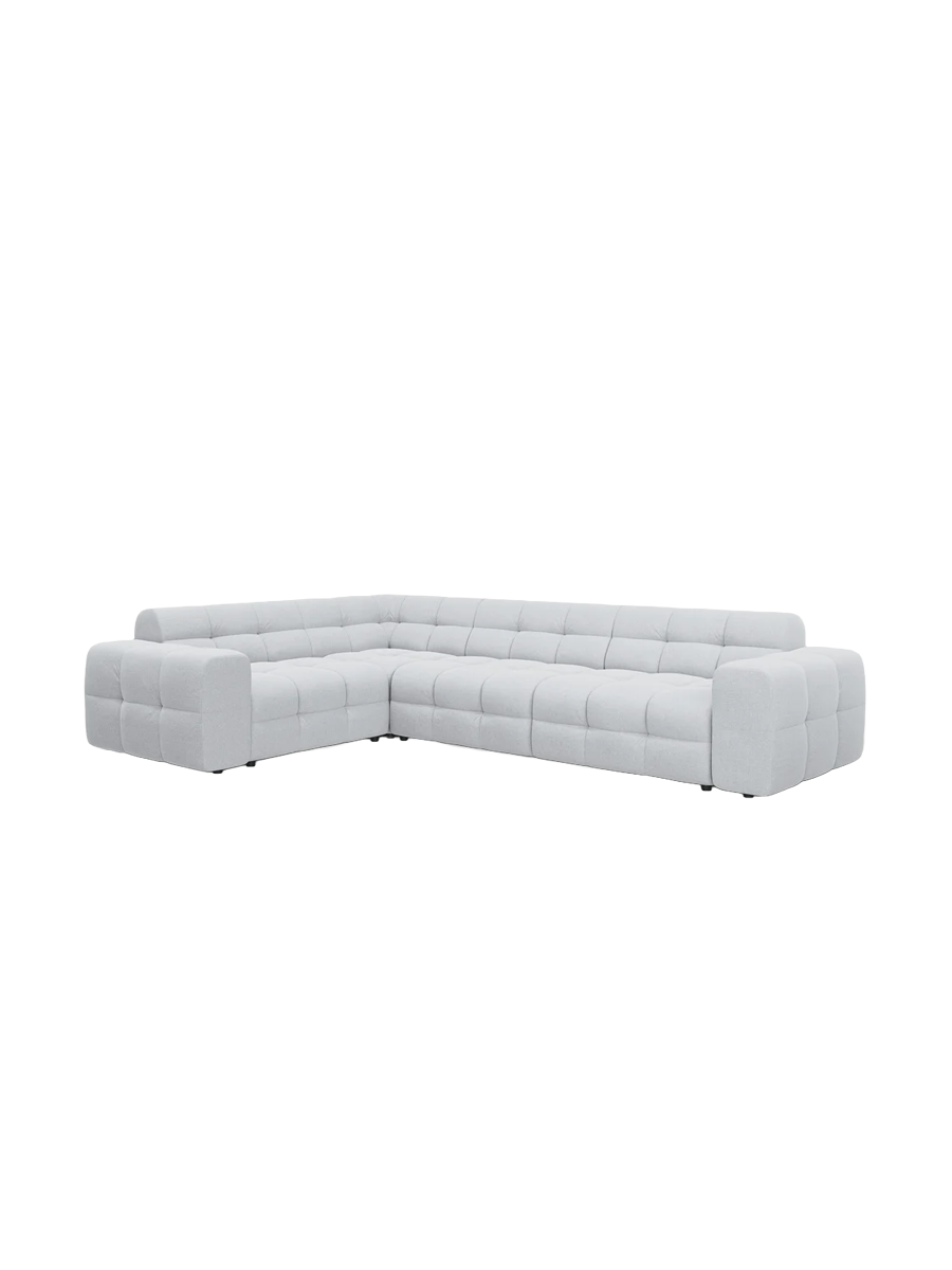 
Design Ecksofa „Kendal“ (6-Sitzer) - Strukturstoff Hellgrau / Eckteil links