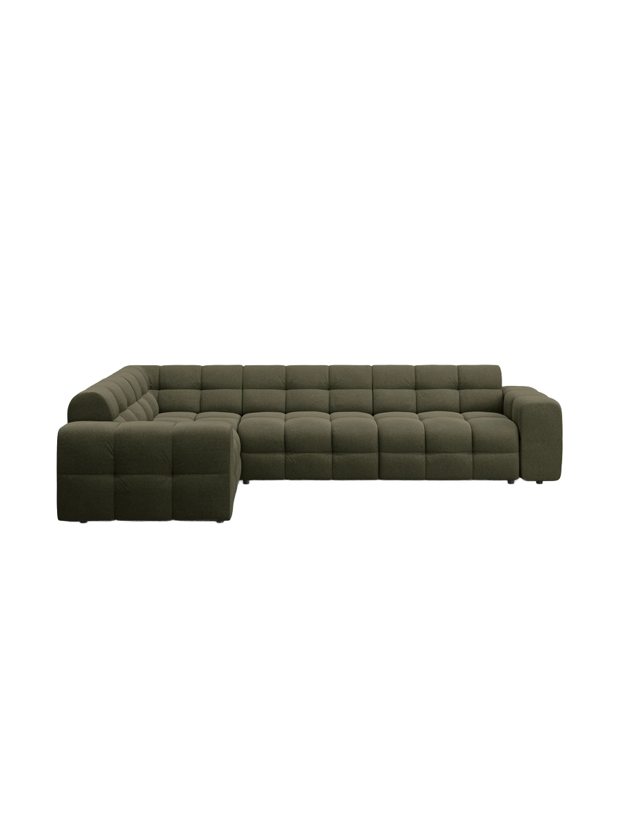 
Design Ecksofa „Kendal“ (6-Sitzer) - Strukturstoff Grün / Eckteil links