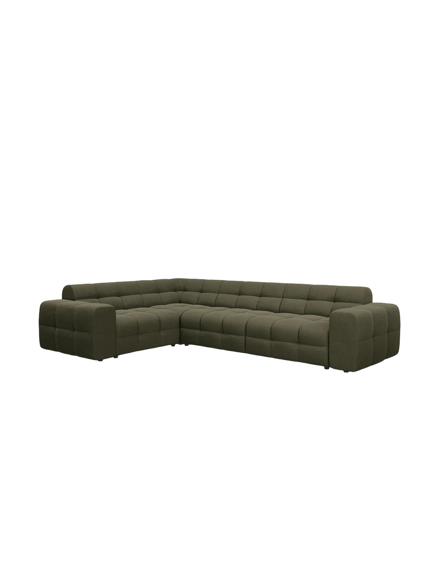
Design Ecksofa „Kendal“ (6-Sitzer) - Strukturstoff Grün / Eckteil links