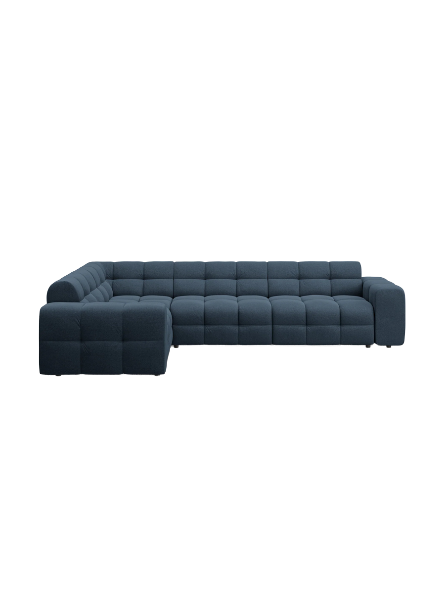 
Design Ecksofa „Kendal“ (6-Sitzer) - Strukturstoff Marineblau / Eckteil links