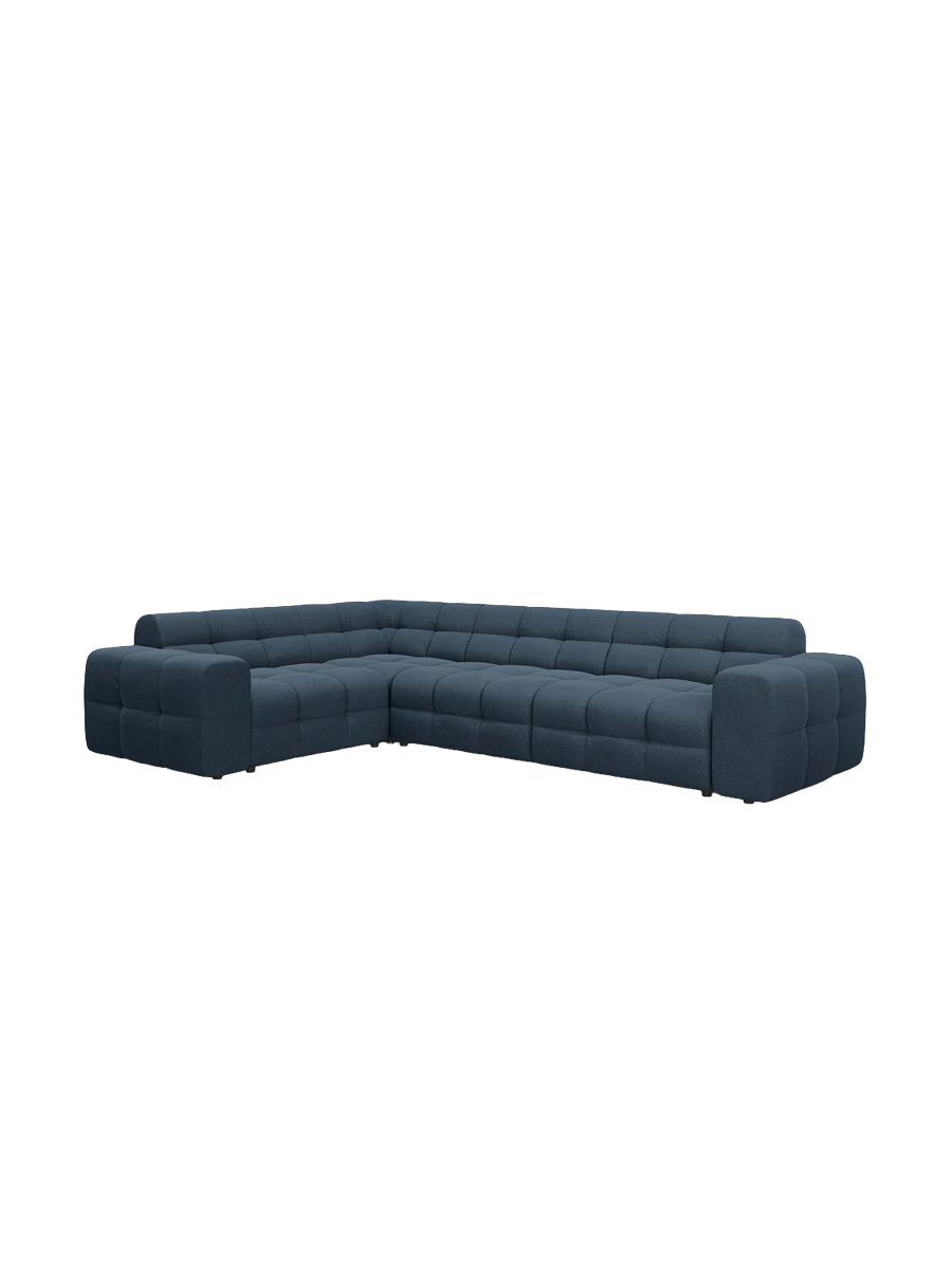
Design Ecksofa „Kendal“ (6-Sitzer) - Strukturstoff Marineblau / Eckteil links