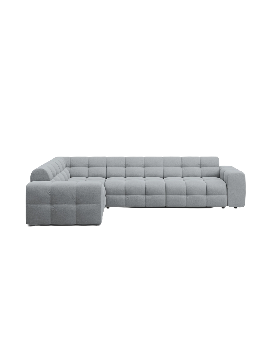 
Design Ecksofa „Kendal“ (6-Sitzer) - Strukturstoff Platin / Eckteil links