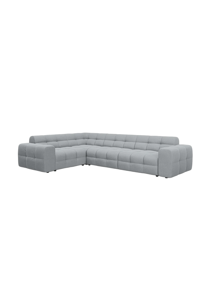 
Design Ecksofa „Kendal“ (6-Sitzer) - Strukturstoff Platin / Eckteil links