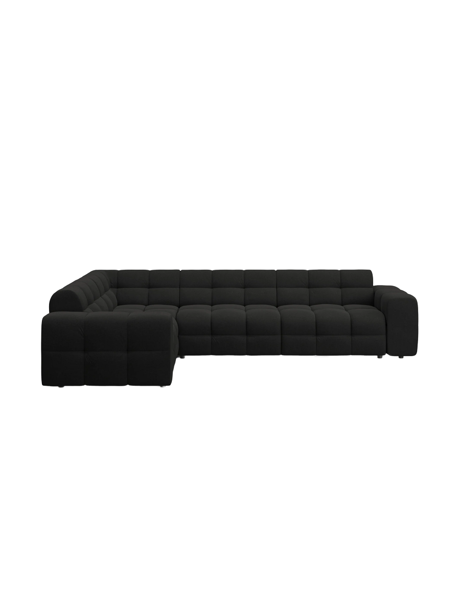 
Design Ecksofa „Kendal“ (6-Sitzer) - Strukturstoff Schwarz / Eckteil links