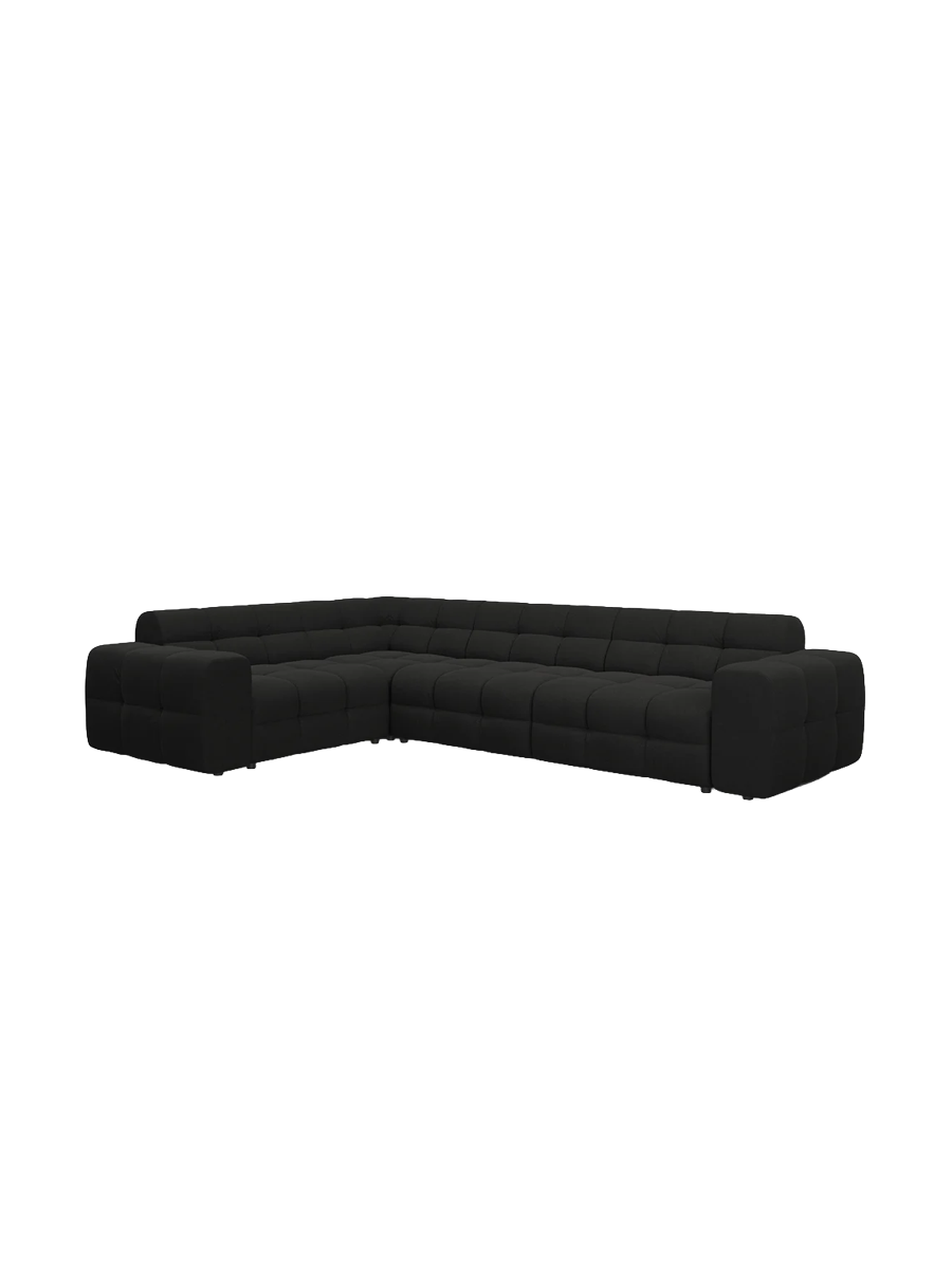 
Design Ecksofa „Kendal“ (6-Sitzer) - Strukturstoff Schwarz / Eckteil links