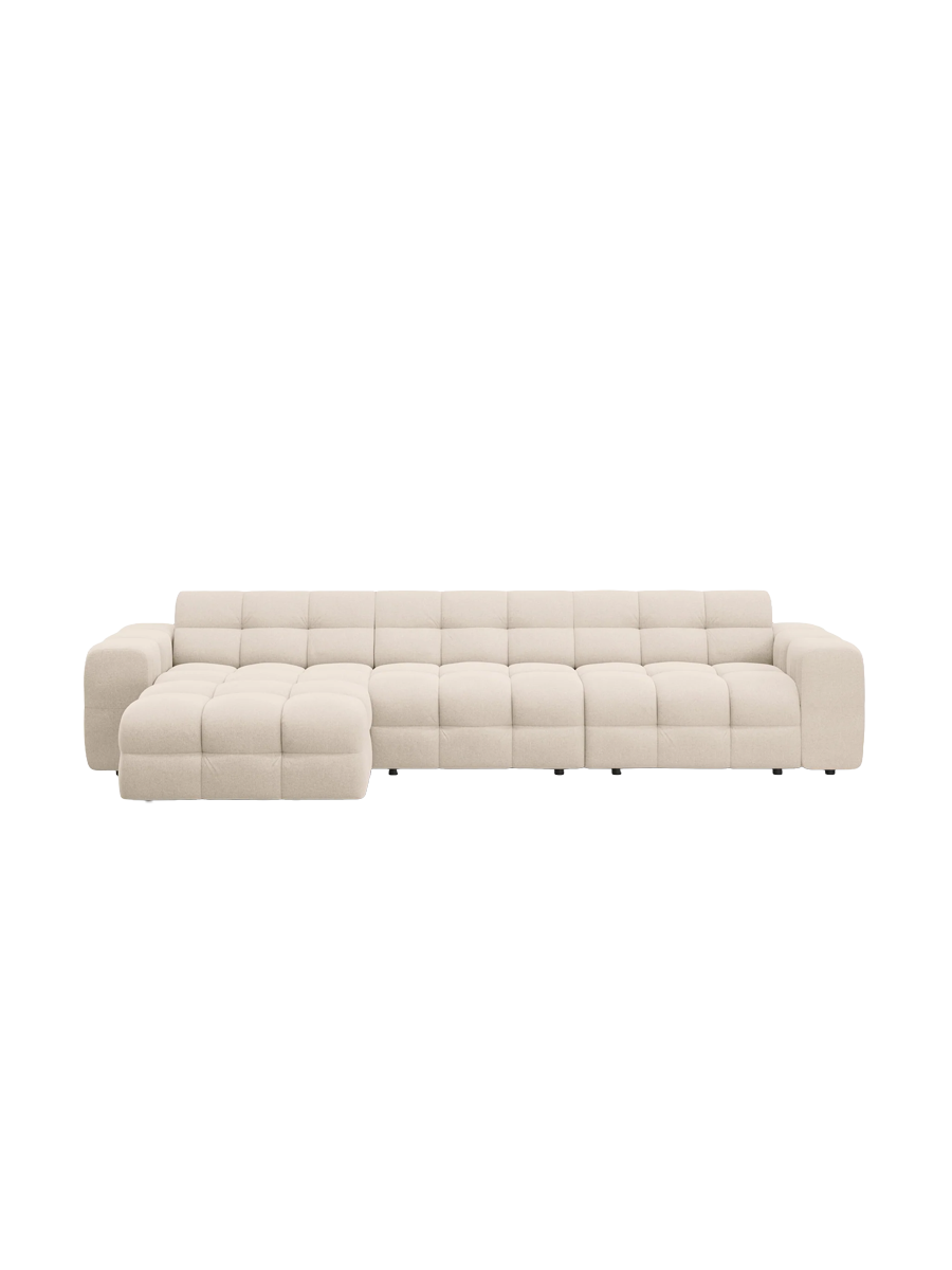 
Design Ecksofa „Kendal“ (5-Sitzer) - Strukturstoff Beige hell / Eckteil links