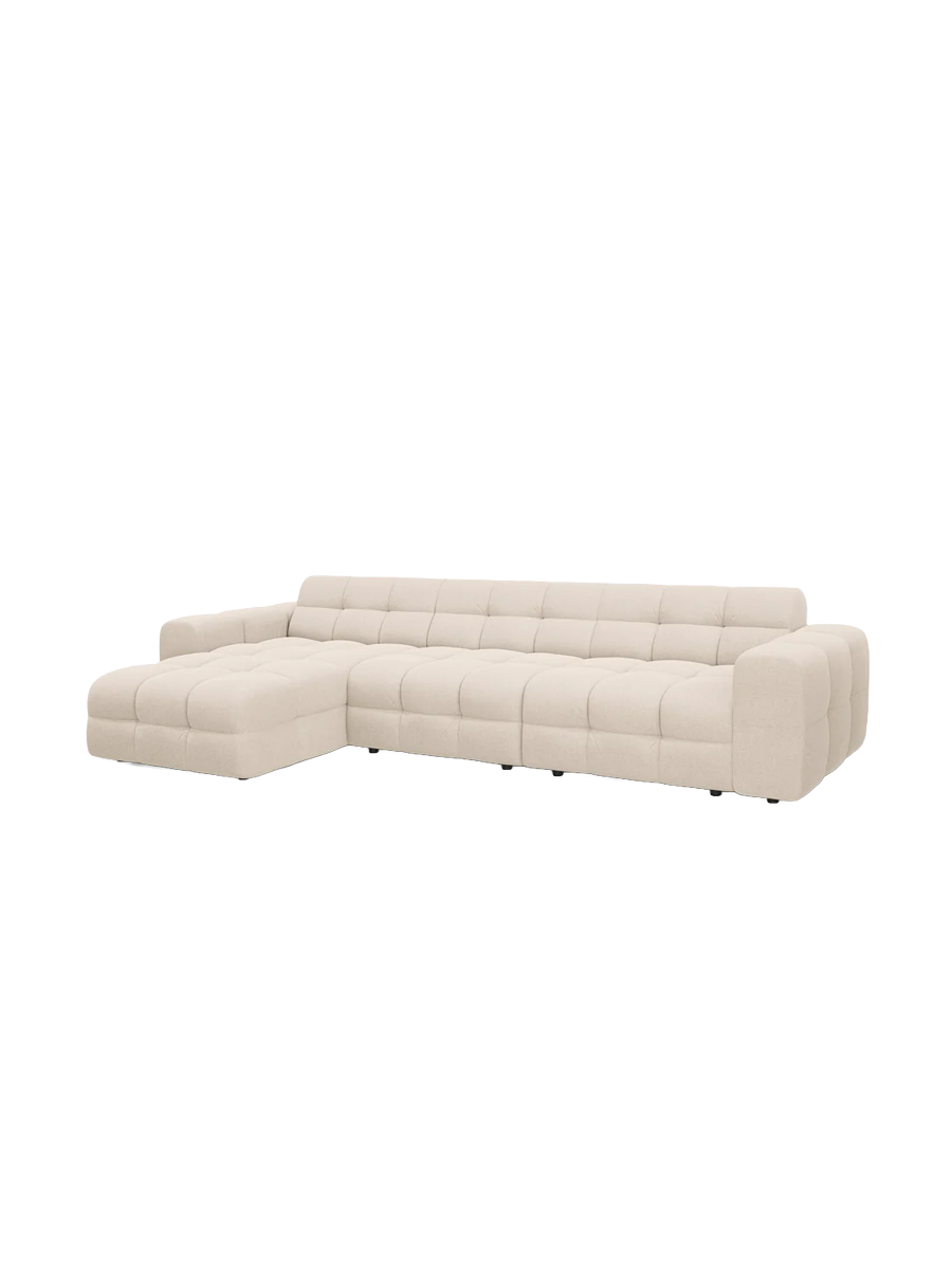 
Design Ecksofa „Kendal“ (5-Sitzer) - Strukturstoff Beige hell / Eckteil links
