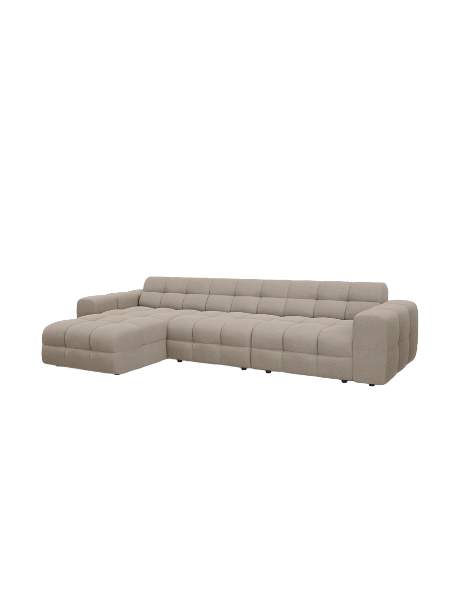 
Design Ecksofa „Kendal“ (5-Sitzer) - Strukturstoff Beige dunkel / Eckteil links