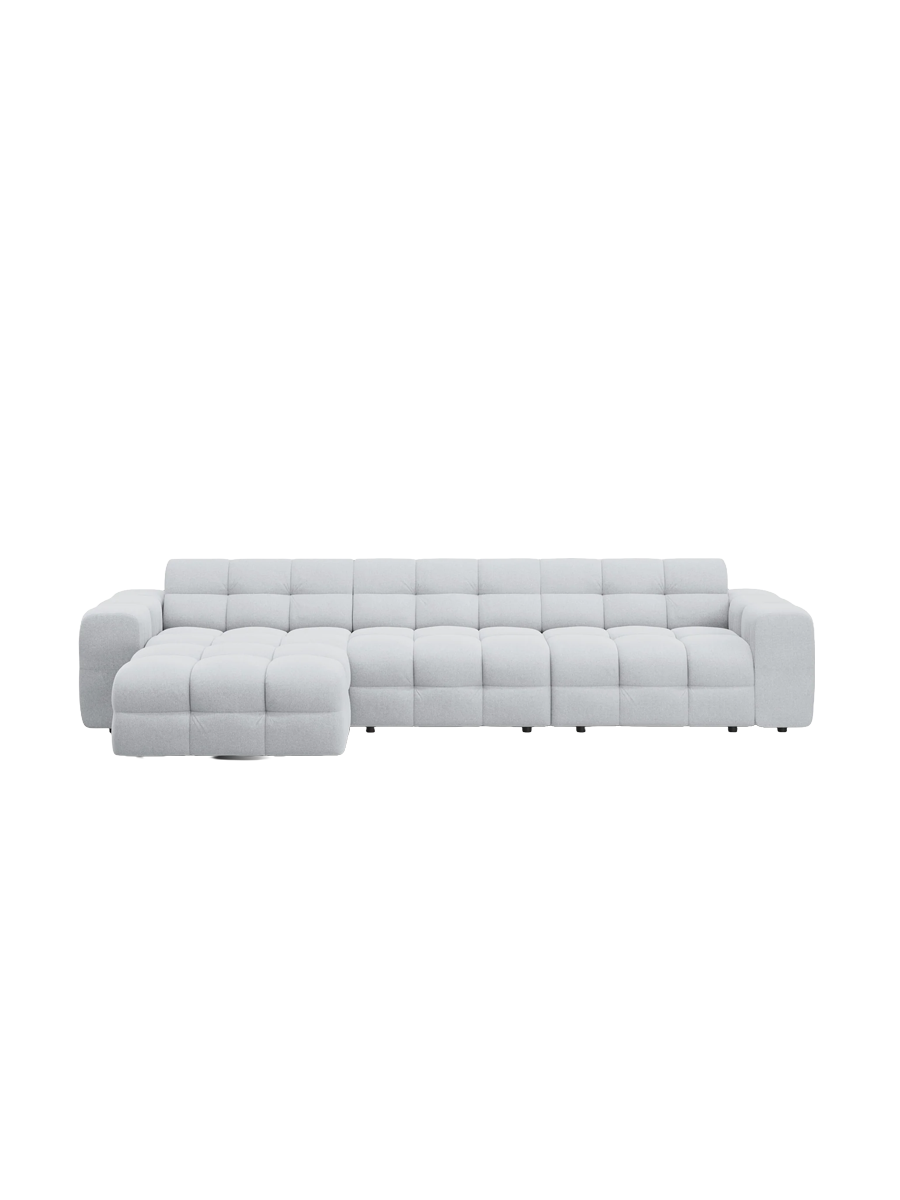 
Design Ecksofa „Kendal“ (5-Sitzer) - Strukturstoff Hellgrau / Eckteil links
