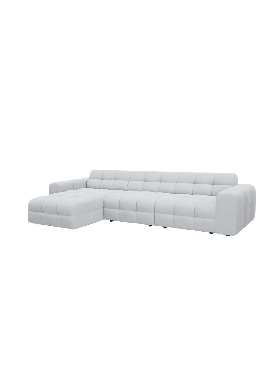 
Design Ecksofa „Kendal“ (5-Sitzer) - Strukturstoff Hellgrau / Eckteil links