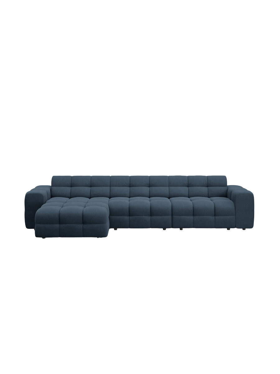 
Design Ecksofa „Kendal“ (5-Sitzer) - Strukturstoff Marineblau / Eckteil links