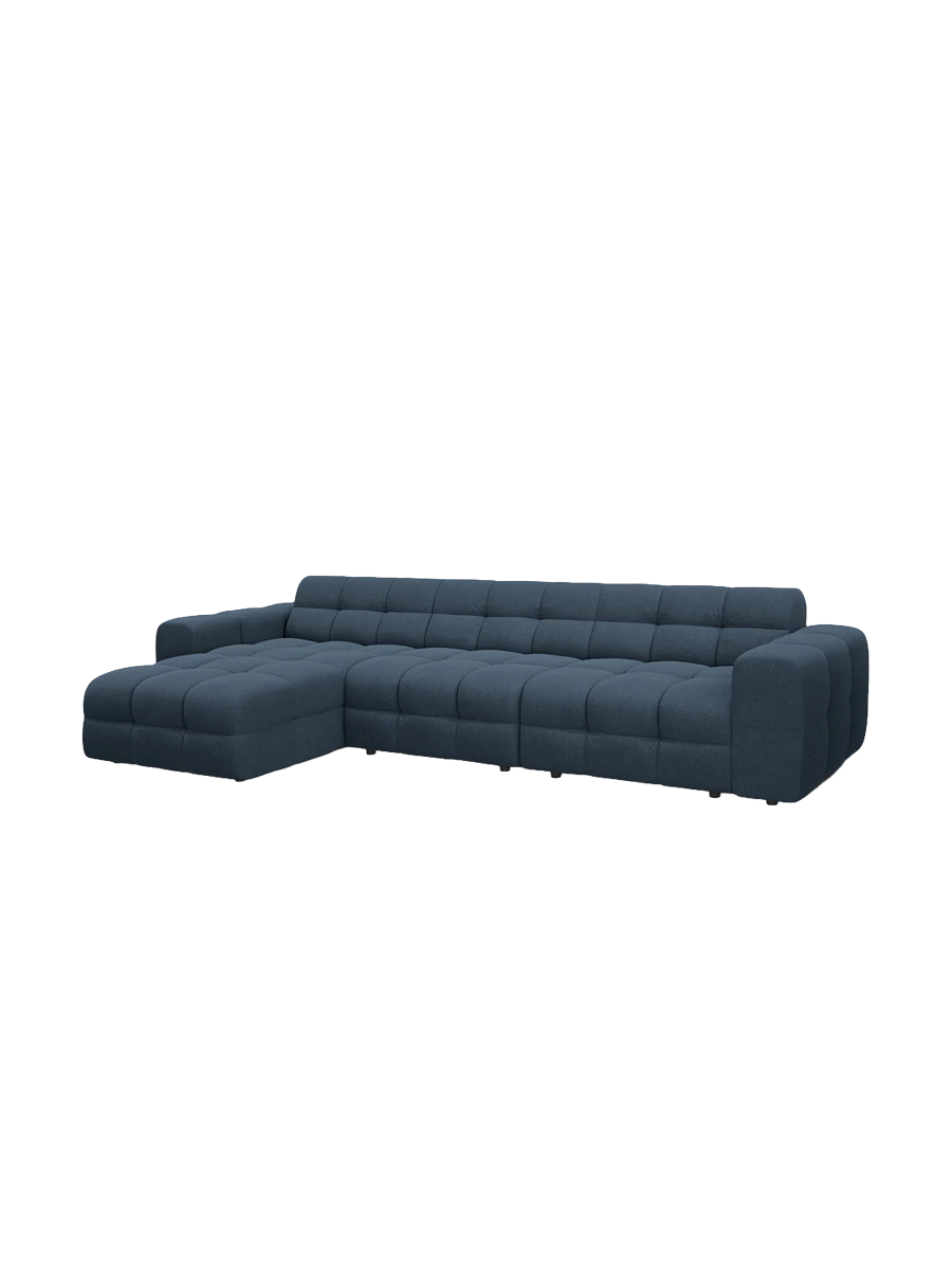 
Design Ecksofa „Kendal“ (5-Sitzer) - Strukturstoff Marineblau / Eckteil links